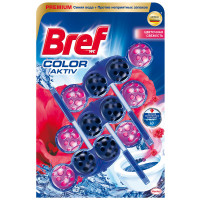 Подвесной блок для унитаза Bref "Color-Activ", цветочная свежесть, 3*50г, блистер, комплект 3 шт