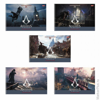 Альбом для рисования, 24 л., HATBER, спираль, обложка мелованный картон, 100 г/м2, "Assassin's Creed", 24А4Всп, A224236