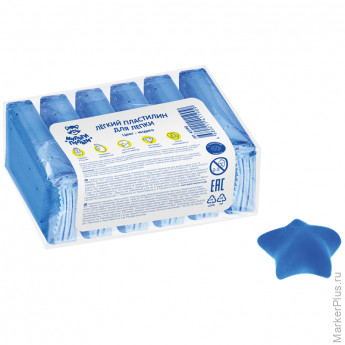 Легкий пластилин для лепки Мульти-Пульти, индиго, 6шт., 60г, прозрачный пакет, 8 шт/в уп