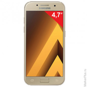 Смартфон SAMSUNG Galaxy A3, 2 SIM, 4,7", 4G (LTE), 8/13 Мп, 16 ГБ, microSD, золотой, сталь и стекло,