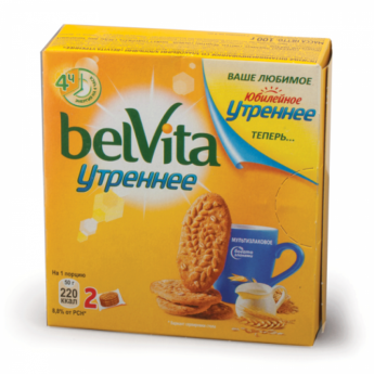 Печенье ЮБИЛЕЙНОЕ "BelVita Утреннее", витаминизированное, со злаковыми хлопьями, картоннная упаковка, 100 г, 60069
