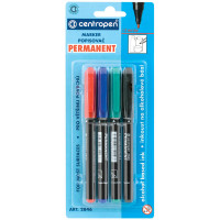 Набор перманентных маркеров 4цв., пулевидный, 1мм, европодвес