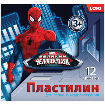 Пластилин Marvel "Человек-паук" 12 цветов, 240гр., со стеком, картон