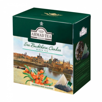 Чай AHMAD (Ахмад) "Sea Buckthorn Candies", черный, вкус облепиховых леденцов, 20 пирамидок по 1,8 г,