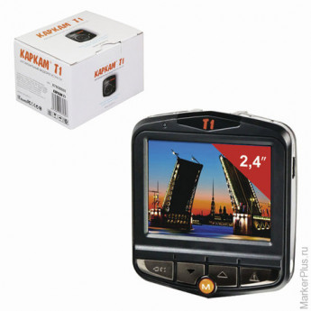 Видеорегистратор автомобильный КАРКАМ Т1, 2,4", Full HD, MicroSDHC, черный
