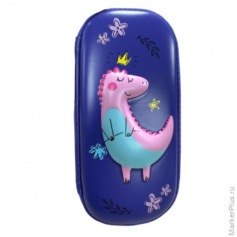 Пенал 3D Dino princess 1 секционный, фиолетовый Пенал 3D Dino princess 1 секционный, фиолетовый