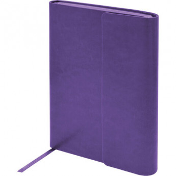 Ежедневник с магнитным клапаном недатированный А5, BRAUBERG 'Magnetic', под кожу, фиолетовый, 113282