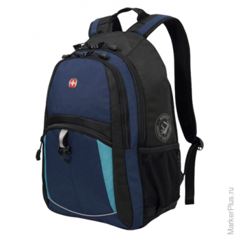 Рюкзак WENGER, универсальный, сине-черный, бирюзовые вставки, 22 л, 33х15х45 см, 3191203