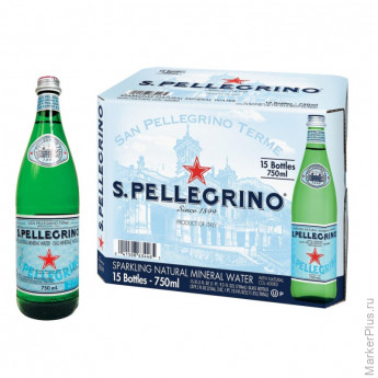 Вода минеральная San Pellegrino питьевая газ стекло, 0,75 л