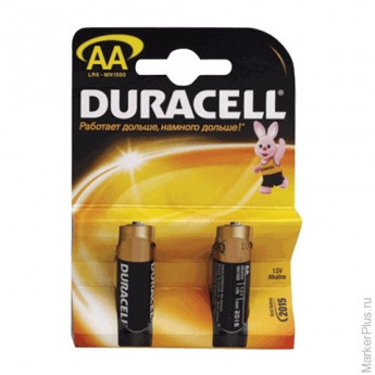 Батарейки DURACELL AA LR6, комплект 2 шт., в блистере, 1.5 В (работают до 10 раз дольше), комплект 2 шт