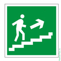 Знак эвакуационный "Направление к эвакуационному выходу по лестнице НАПРАВО вверх", квадрат, 610020/
