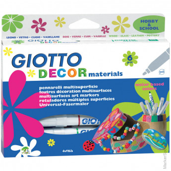 Фломастеры "GIOTTO DECOR MATERIALS" 06цв., для декорирования
