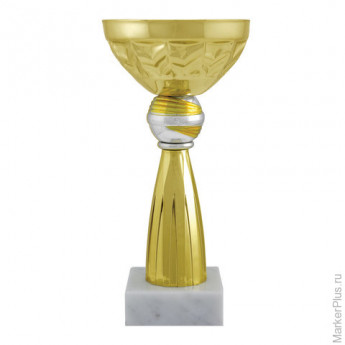 Кубок металлический "Беста" (80х80х180 мм), основание мрамор, "золото", 8566-180-100