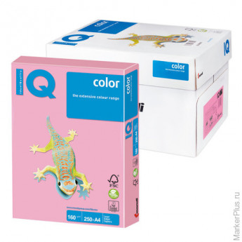 Бумага цветная IQ color, А4, 160 г/м2, 250 л., пастель, розовая, PI25