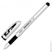Ручка гелевая STAFF корпус белый, 0,5мм, резиновый держатель, 142393, черная