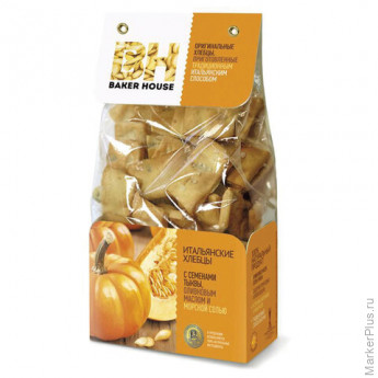 Хлебцы BAKER HOUSE "Итальянские", с семенами тыквы, 250 г, пакет, 5749