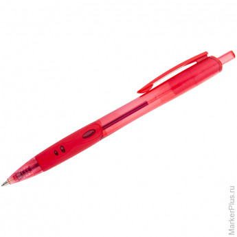 Ручка шариковая автоматическая Luxor "Micra" красная, 0,7мм, грип