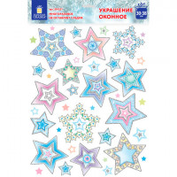 Украшение для окон и стекла ЗОЛОТАЯ СКАЗКА "Цветные снежинки 3", 30*38см, ПВХ, 591221