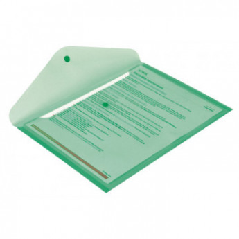 Папка-конверт на кнопке КНК 180 зеленый прз. 10шт/уп, комплект 10 шт