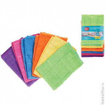 Салфетки для уборки OfficeClean "Универсальные", набор 6 шт., микрофибра, 40*40см, квадратное тиснение, комплект 6 шт