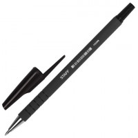Ручка шариковая STAFF, корпус прорезиненный черный, узел 0,7мм, линия письма 0,35мм, черная, 142398