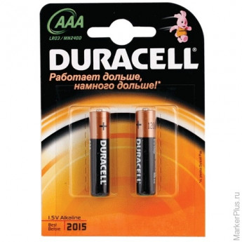 Батарейки DURACELL AAA LR3, комплект 2 шт., в блистере, 1.5 В (работают до 10 раз дольше), комплект 2 шт