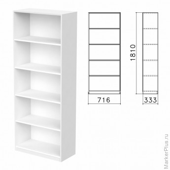 Шкаф (стеллаж) "Бюджет", 716х333х1810 мм, 4 полки, белый, 402651-290