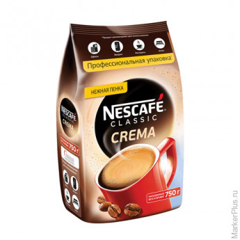 Кофе растворимый NESCAFE (Нескафе) Classic Crema, с нежной пенкой, 750 г, мягкая упаковка, 12318226