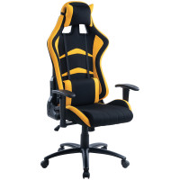 Кресло игровое Helmi HL-G07 'Pointer', ткань черная/желтая, 2 подушки