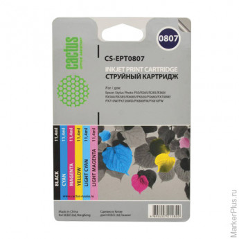 Картридж струйный EPSON (EPT0807) Stylus Photo P50/PX650/660/700, комплект 6 цветов, CACTUS, совмест