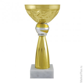 Кубок металлический "Беста" (80х80х190 мм), основание мрамор, "золото", 8566-190-100