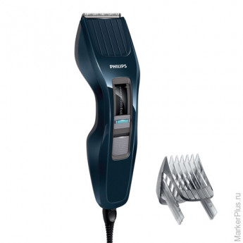 Машинка для стрижки волос PHILIPS HC3400/15, 13 установок длины, сеть, съемные лезвия, синяя