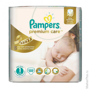 Подгузники 88 шт., PAMPERS (Памперс) Premium Care Newborn, размер 1 (2-5 кг), PA-81610040