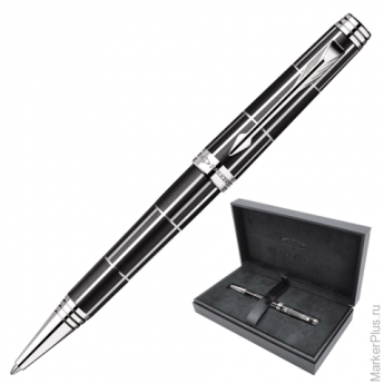 Ручка шариковая PARKER Premier Luxury Black CT корпус латунь, палладиевые детали, 1876393, черная