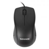 Мышь проводная SONNEN М-201, USB, 1000 dpi, 2 кнопки + колесо-кнопка, оптическая, черная