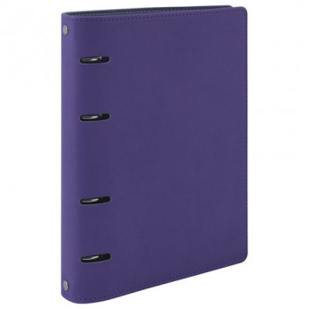 Тетрадь на кольцах, 120 листов, BRAUBERG А5 'Joy', под фактурную кожу, фиолетовый/светло-фиолетовый, 129989