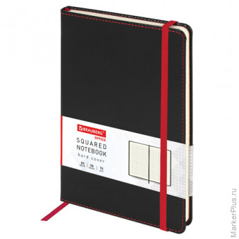 Блокнот БОЛЬШОЙ ФОРМАТ (180х250 мм) B5, BRAUBERG "Office", под кожу 80 л., клетка, черный, 113309