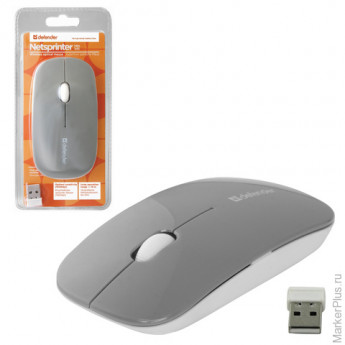 Мышь беспроводная DEFENDER NetSprinter MM-545, USB, 2 кнопки + 1колесо-кнопка, оптическая, серо-бела