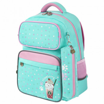 Рюкзак ЮНЛАНДИЯ COMPLETE с пеналом в комплекте, эрго-спинка, 'Yummy cat', 42х29х14 см, 270663