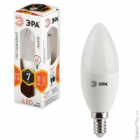 Лампа светодиодная ЭРА, 7 (60) Вт, цоколь E14, 'свеча', теплый белый свет, 30000 ч., LED smdB35-7w-8