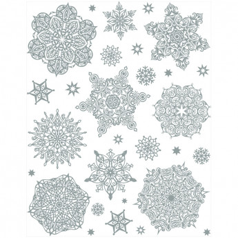 Новогоднее оконное украшение "Снежинки серебряные 5" 30*38 см
