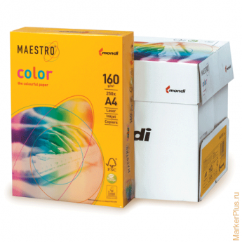 Бумага MAESTRO color А4, 160 г/м2, 250 л., интенсивная солнечно-желтая SY40