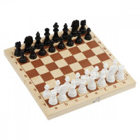 Набор игр ТРИ СОВЫ Шахматы, шашки обиходные, пластиковые, с деревянной доской 29*29см