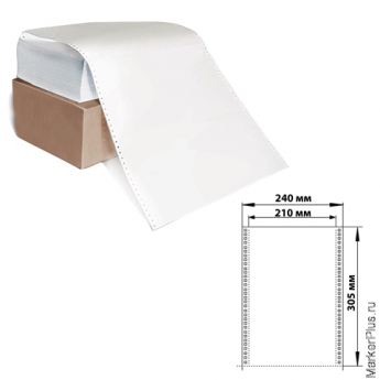 Бумага с отрывной перфорацией, 240х305 мм (12"), 1600 листов, плотность 65 г/м2, белизна 98%, STARLESS