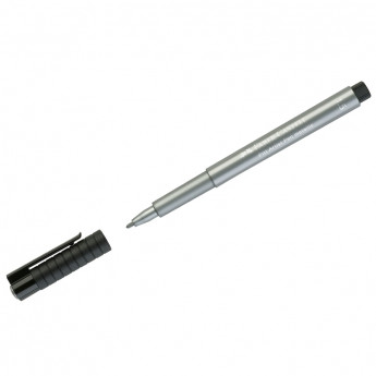 Ручка капиллярная Faber-Castell "Pitt Artist Pen Metallic" серебряный металлик, 1,5мм, 10 шт/в уп