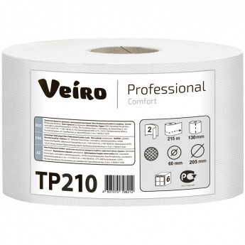 Бумага туалетная в средних рулонах VEIRO Professional Comfort, 2сл, 215м/рул, белая