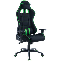 Кресло игровое Helmi HL-G08 'Target', ткань черная/зеленая, 2 подушки