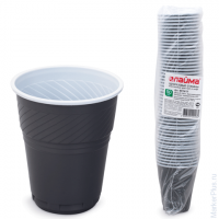 Одноразовые стаканы ЛАЙМА Бюджет, комплект 50 шт., пластиковые, для чая и кофе, 155 мл, бело-коричне