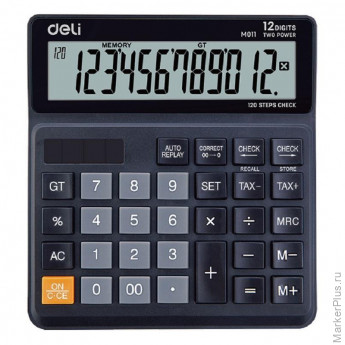 Калькулятор бухгалтерский Deli EM01120 черный 12-разр