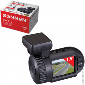Видеорегистратор автомобильный SONNEN DVR-570, Full HD,130°, экран 1,5'', GPS, G-сенсор, microSDHC, 